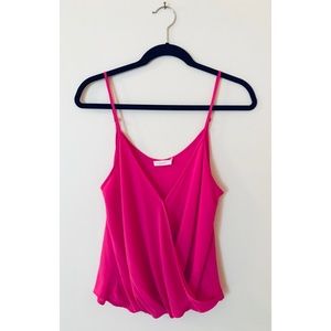 Lush V-Neck Cross-Front Tank, Hot Pink